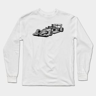 Formula 3 Car Blueprint Sketch Art Long Sleeve T-Shirt